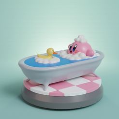 kirby-bathtub-render.jpg Archivo STL Figura de la hora del baño de Kirby・Plan para descargar y imprimir en 3D