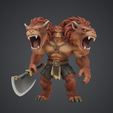 73.png Three-Headed Lion Beast Warrior with Axe – Large Fantasy Monster