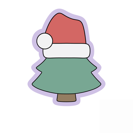 Christmas Tree with Santa Hat Cookie Cutter STL – Cute Holiday Tree 3D Print File