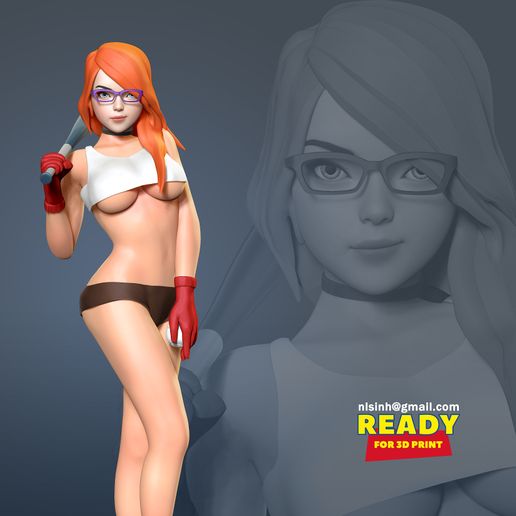 Female baseball player 3D model