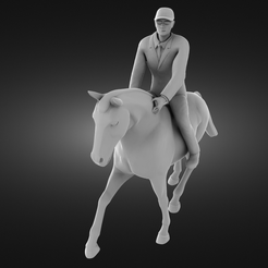 Jockey-on-horseback-render.png Fichier STL Jockey à cheval・Plan pour impression 3D à télécharger