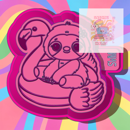 Cute Sloth on top of Flamingo Float Mold Housing