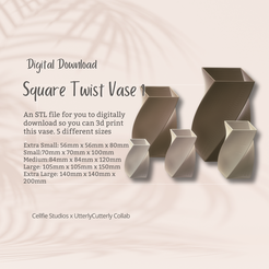 Cover-7.png Square Twist 1 Fichier STL - Téléchargement numérique -5 tailles- Homeware, Minimalist Modern Design