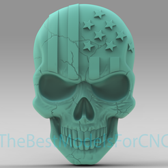 Skull-With-American-Flag.png 3D Model STL File for CNC Router Laser & 3D Printer Skull With American Flag
