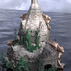 untitled.512.png OBJ file Medieval Lion Tower Overgrown Turret Tower・3D printable model to download, aramar