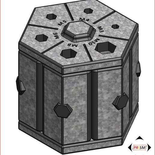 3-Nuts-Sorter-and-Organizer-Closed-Isometric-View.jpg Trieur et organisateur d'écrous hexagonaux avec tiroirs rotatifs