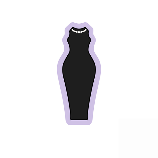 Elegant Black Dress Cookie Cutter STL – 2 Inch Formal Gown 3D Print File