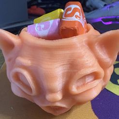 Vintage halloween cat head bucket lantern