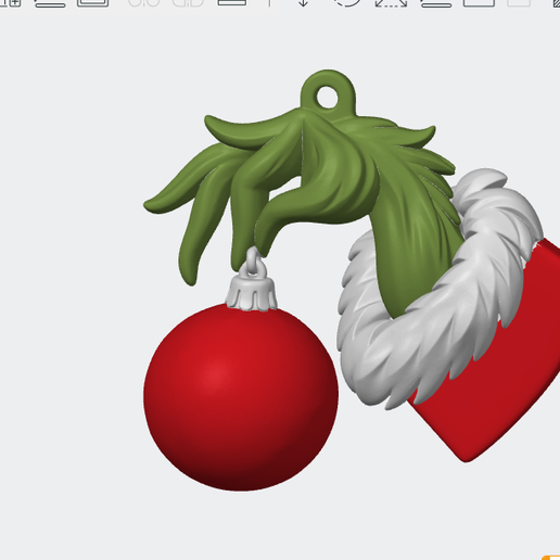🎄 Holiday Grump Christmas Ornament – Printable Green Claw Hand with Santa Hat and Bauble (Ready for FDM Printers)