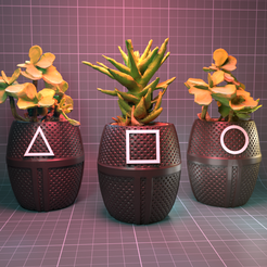 RENDER1.png STL file Round 6 (Squid Game) Planter Pot・3D printing template to download
