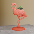 FLAMINGO-SCULPTURE-low-poly-planter-2.png Flamingo low poly planter pot flower vase stl 3d print file