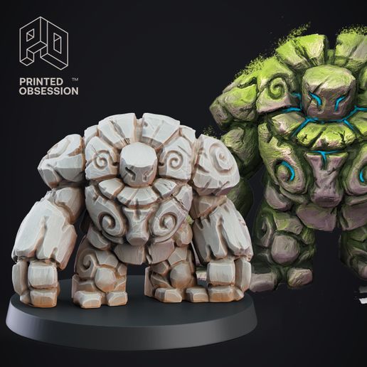 👹 Stone Golem - D&D Construct - PRESUPPORTED - 32mm scale