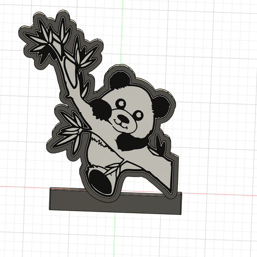 baby panda lamp on branch 3D model