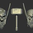 4.jpg zombie thor comic 1/12 head, thor's hammer