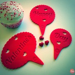 IMG_8163.jpg Télécharger le fichier STL gratuit Happy Valentine's Day Cupcake Topper • Objet imprimable en 3D, OogiMe