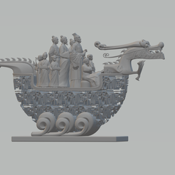 1.png Xu Fu rides a dragon boat eastward sculpture 3D Print Model 3D Model
