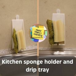 Kitchen-sponge-holder-and-drip-tray.jpg Free OBJ file Kitchen sponge holder with drip feature・3D printer model to download