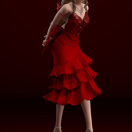 Preview6.jpg Final Fantasy 7 Remake - Aerith Gainsborough Red Dress Version 3D print model
