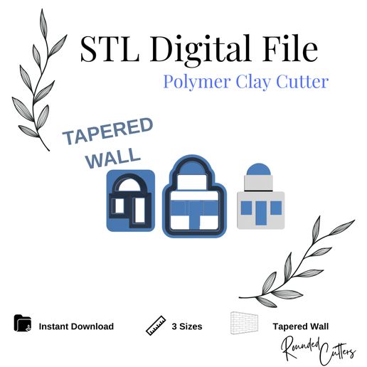 Greek House Polymer Clay Cutter, Digital STL File, Tapered Wall,  Instant Download, STL file for 3D Printer, Cutters Set, 3 sizes, #320 3D model
