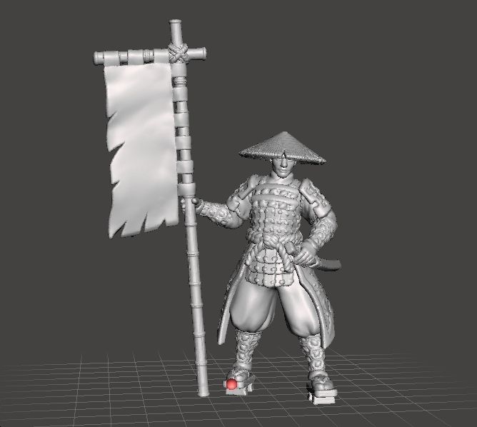 STL file JAPANESE SAMURAI STANDARD BEARER MINIATURE MODEL FOR FANTASY