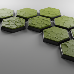 ovw1.png Fichier STL 10x bases hexagonales 35x30mm avec sol sec (battletech etc.)・Objet imprimable en 3D à télécharger, Mr_Crates