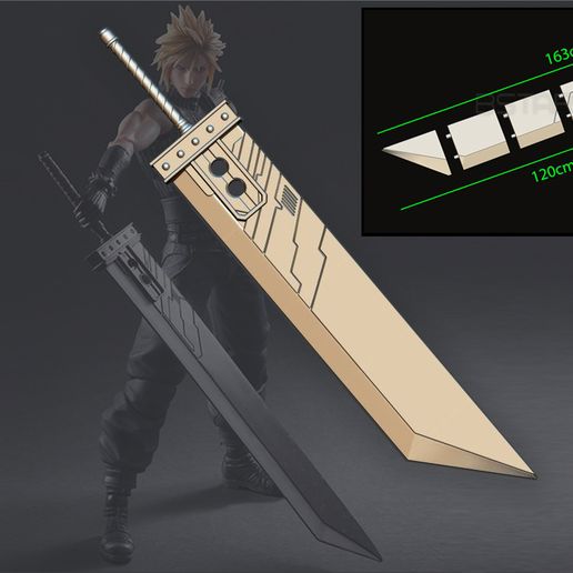 001.jpg Download STL file Buster Sword Cloud - Final Fantasy VII Remake • 3D printing model, Bstar3Dart