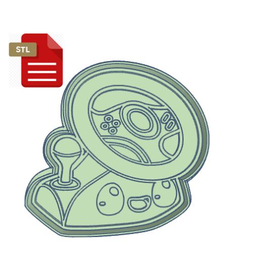 Kawaii Driving Video Game Cookie Cutter and Stamp 3D model