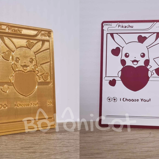 Pikachu Valentines Pokemon CardFree STL File for 3D printingCults