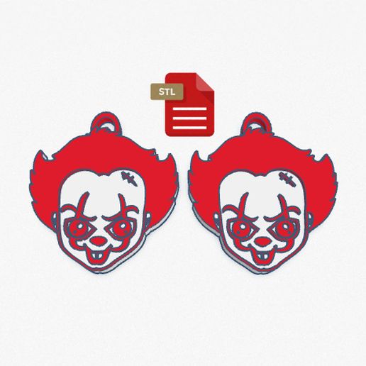 Penny Clown Earrings or Keychain Set 3D model