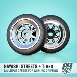 1.jpg Hayashi Streets front/rear JDM wheels for mini-z, wltoys k989, k969 rc drift - multi offset with tires