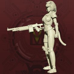spacecatgirl-coolpose.jpg 3D file Cyberpunk Catgirl - Cool Pose・3D printable model to download