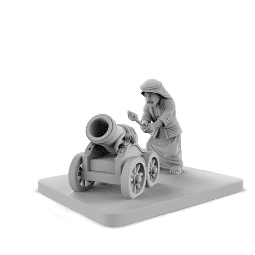 A man lights the Ramadan cannon