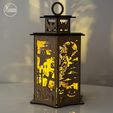 halloween-lantern-laser-cut-files-lasercutano-3.jpg Halloween Lantern SVG | Haunted House Witch Candle Holder | Laser Cut Tea Light Box
