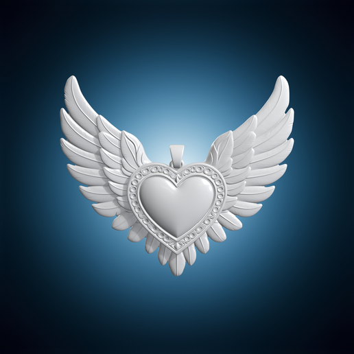 Feathered Heart Medallion 3D Print Model