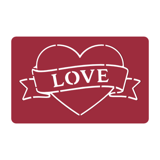 Heart with Love Banner (Stencil)