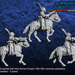 - Humans (Imperial) with Holy Roman Empire 15th-16th centuries aesthetics. - Early Cuirassiers - 3 poses. 3D file The Empire - Cuirassiers・3D printable model to download, Erramir