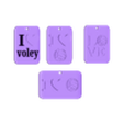 Llavero I Love Me.stl I Love Volleyball Keychain