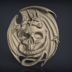 291.jpg Archivo STL gratis Cráneo con arte de enrutador cnc dragón・Objeto imprimible en 3D para descargar