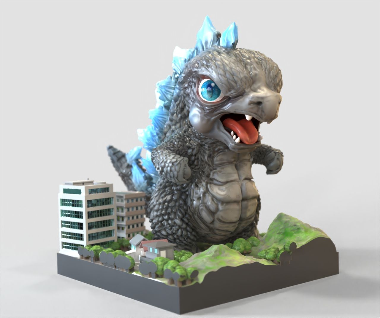 Stl File Godzilla Chibi Version Fanart Tokusatsu Caricature 3d Print Model 3d Printable Model To Download Cults