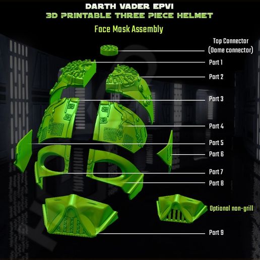face__Assembly.jpg STL file Darth Vader - 3D Printable Reveal Helmet・3D printer design to download, Geoffro