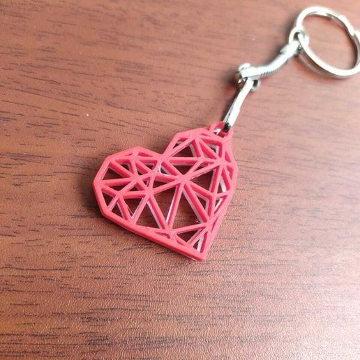 Heart Low Poly Key Ring 3D model