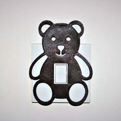 Bear lightswitch pic.JPG STL-Datei Teddy lightswitch cover・3D-Druckvorlage zum Herunterladen