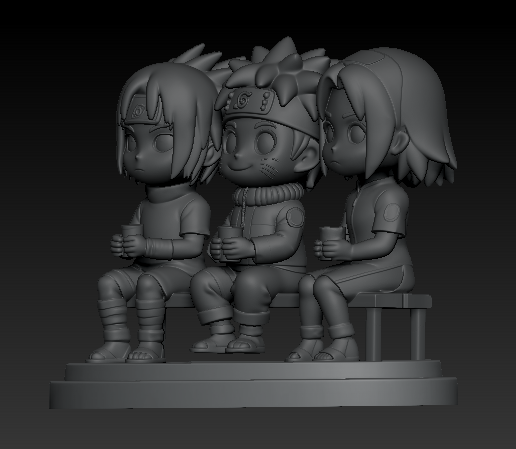 🧸 Chibi Team 7 bench・ STL File for 3D printing・Cults