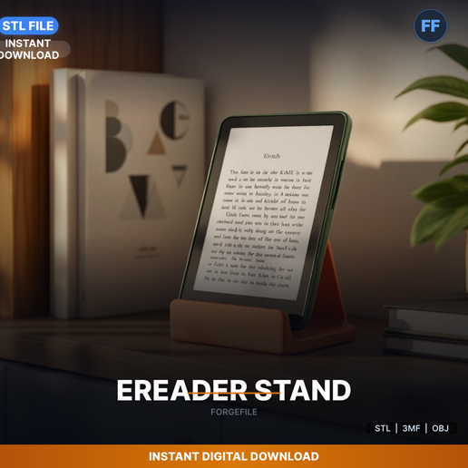 Hands-Free E-Reader Stand, Kindle Holder, Page Turn - 3D Printable STL File