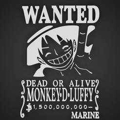Luffy-Wanted-Sign.png Fichier STL gratuit Luffy Bounty・Modèle pour imprimante 3D à télécharger
