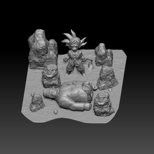 Goku Enraged: The Death of Android 8 diorama - Dragon Ball Fan Art STL for 3D Printing