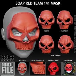 SOAP-MASK-STL-MW2-MW3-COD-CALL-OF-DUTY-MODERN-WARFARE-WARZONE-TASK-FORCE-RED-TEAM-141-3D-PRINT-FILE.jpg Soap Red Team 141 Mask - Call of Duty - Modern Warfare 2 - WARZONE - STL model 3D print file