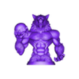 009.........OBOPOTEH - 99....................stl 009  Howling Werewolf with Skull – 3D Printed Statue, character, DND, skull, monster, troll, skeleton, cat, minimalist, miniature, figurine, collectible, fantasy, gorgon, decorative, Halloween, serpent, STL