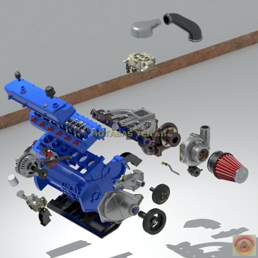 🌆 CHRYSLER SLANT SIX TURBO - ENGINE・ STL File for 3D printing・Cults