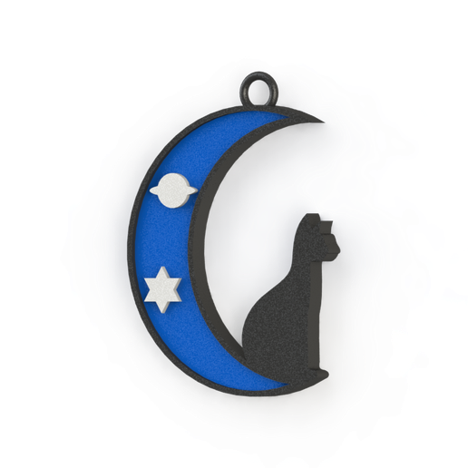 STL file Cat on the moon earring・Model to download and 3D print・Cults